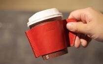 【minca】栃木レザーのカップスリーブSサイズ 自宅、オフィス、キャンプシーンでのカフェタイムに/レッド　660【日用品 人気 おすすめ 】