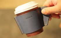 【minca】栃木レザーのカップスリーブSサイズ 自宅、オフィス、キャンプシーンでのカフェタイムに/ブルー　660【日用品 人気 おすすめ 】